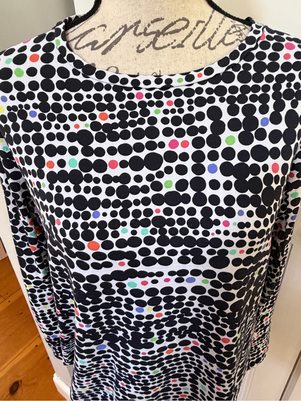 IBKUL Dots Demi Crew Neck Long Sleeve Top. Women's Size: L. - Picture 2 of 10